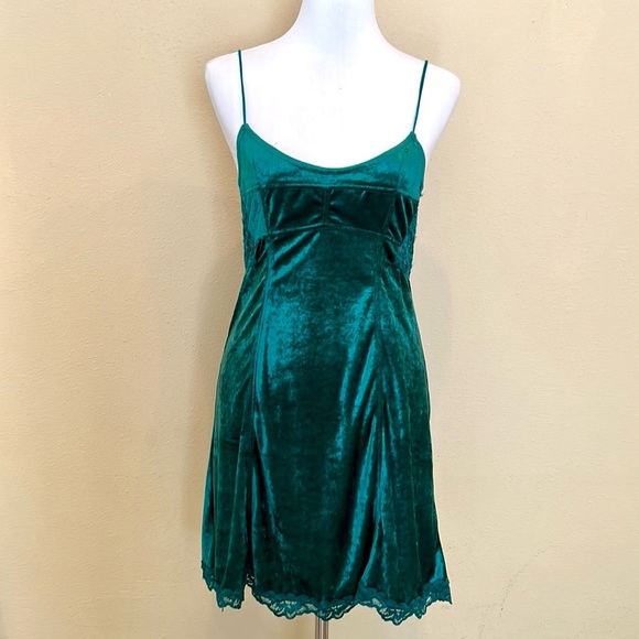 Free People Other - Free People NWT Intimately Velvet Slip Mini Dress emerald green women’s size S